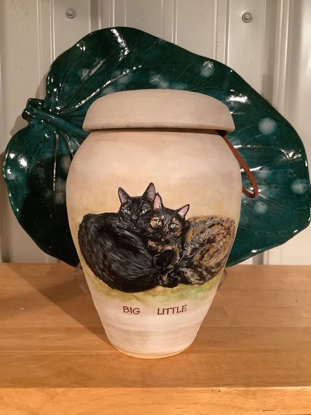 Two Cat Urn CUSTOM With Your Pet's Image